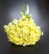 Buchet cu hortensii artificiale galben  –  flori mici material textil 30cm